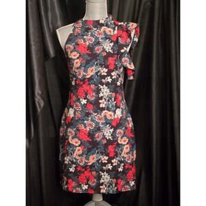 Floral Asymmetric neck, sleeveless Pabla BLACK HALO Ruffled Shoulder Dress, 6